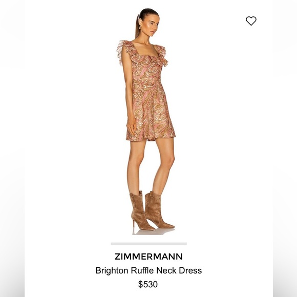 NWT ZIMMERMAN Brighton Ruffle-Neck Dress sherbet 4 - Picture 4 of 13